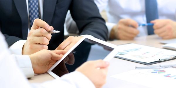 Business professionals in India office